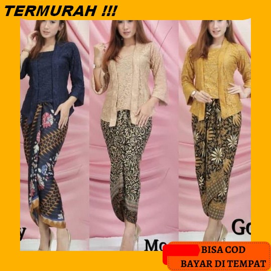 [Cod] Ada Jumbo / Selena Vanilla Series Ada Sage Green Ice Blue Set Kebaya Couple Modern Model Terba