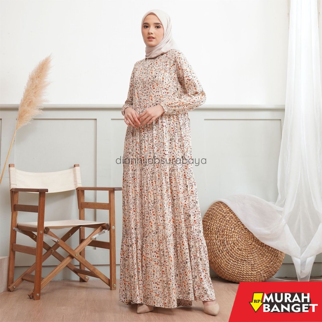 model gamis kombinasi polos terbaru 2022 Gamis Home Dress Luna By Dian Hijab Bahan Katun Rayon Premi