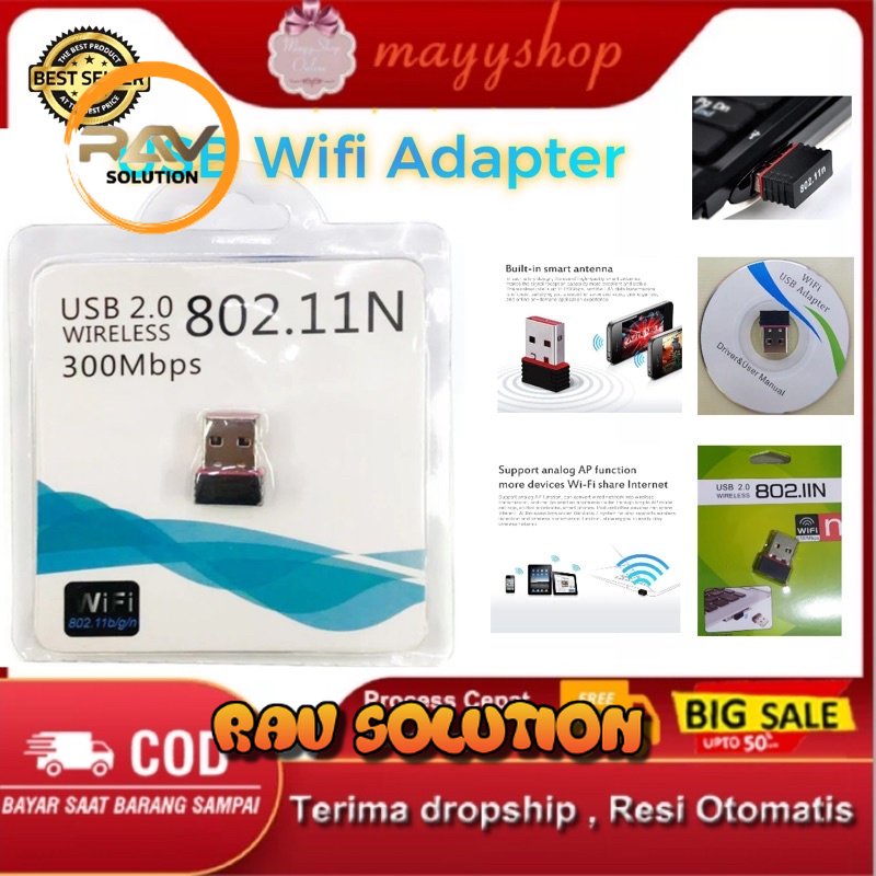 Usb Wifi  dongle adapter/WIFI dongle wireless network 300mbps USB/Wifi dongle mini/ 802.11N  - RAV SOLUTION