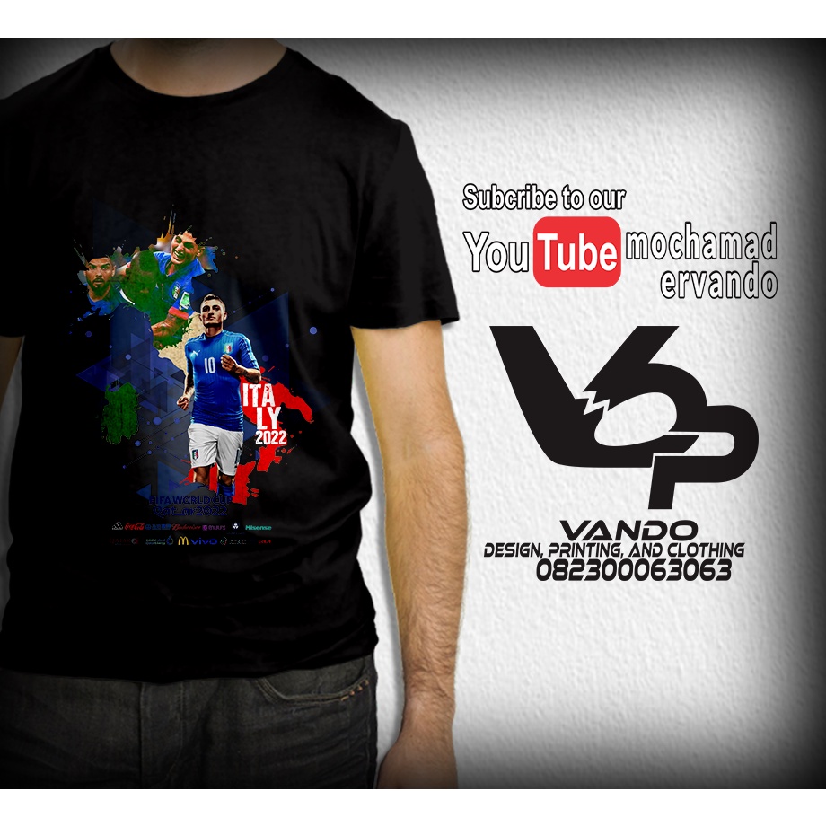 Kaos Pria Distro Piala Dunia Qatar 2022 Team Italy 1 / Kaos Piala Dunia Qatar FiFA World Cup 2022 / 