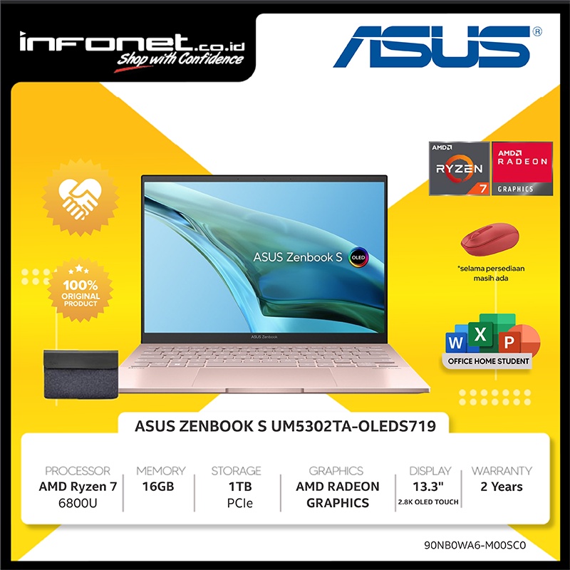 ASUS ZENBOOK S UM5302TA RYZEN 7 6800U 16GB 1TB 13.3 W11 OHS21