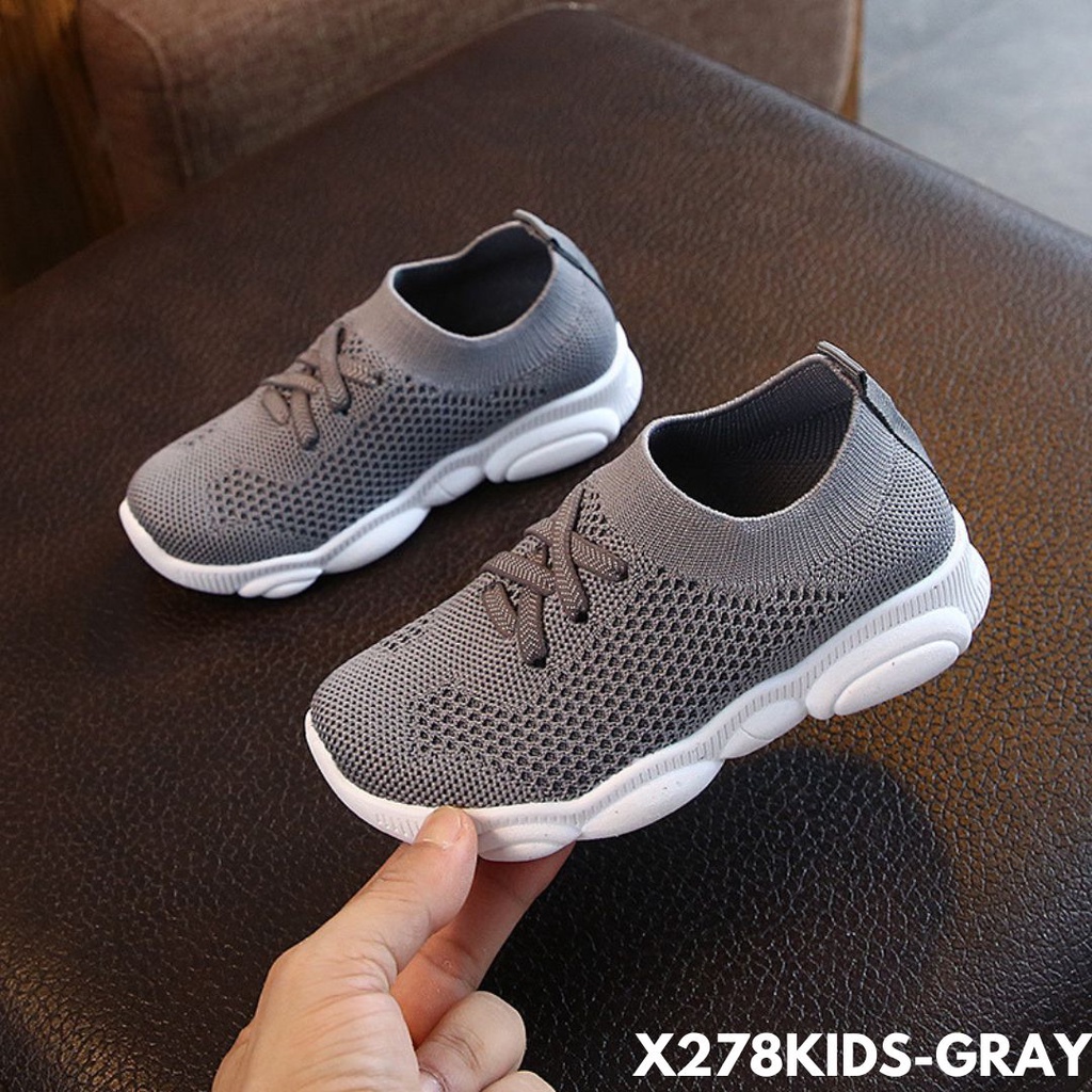 SEPATU SNEAKERS ANAK-ANAK KEKINIAN TERBARU POLOS NYAMAN PRAKTIS BAHAN FLYKNIT IMPORT 278KIDS