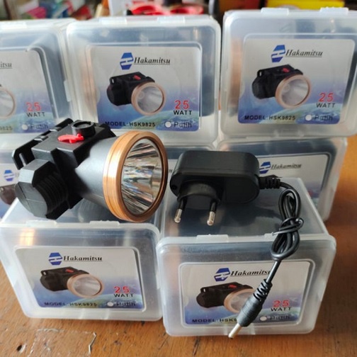 Senter Kepala Charger Super Headlight 25 Watt Super Terang Tahan 20 Jam Seri HSK9825 HAKAMITSU