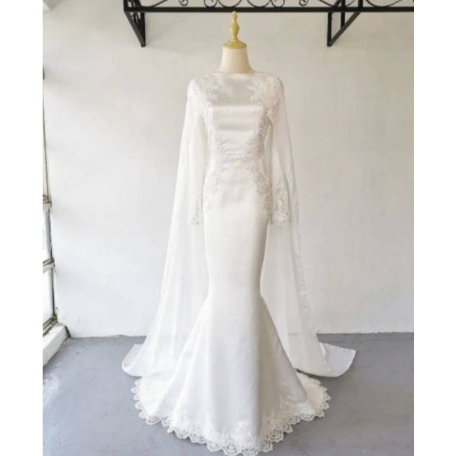 Custom order / dress duyung pengantin / gaun white putih ekor