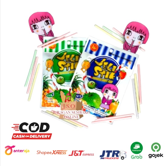 ( JSO ) Permen Jeli Stik Mini Aneka Rasa Buah Jelly Stick Permen Rasa Buah Permen Sedotan Jeli Stick Snack Jadoel Cemilan Anak Murah
