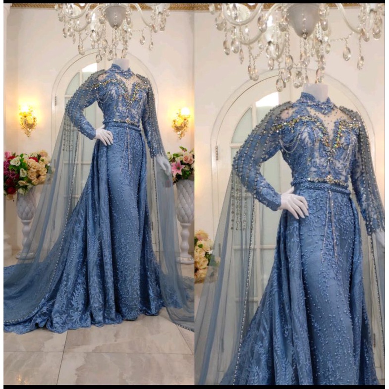 TERKINI//GAUN SLIM MEWAH BEREKOR MODERN//GOWN PENGANTIN BEST SELLER