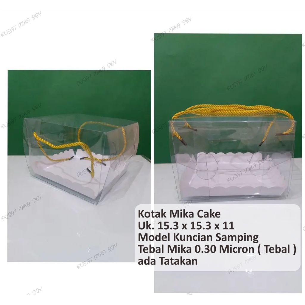 Kotak Mika Kemasan Kue / Cake Uk. 15,3 x 15,3 x 11 cm