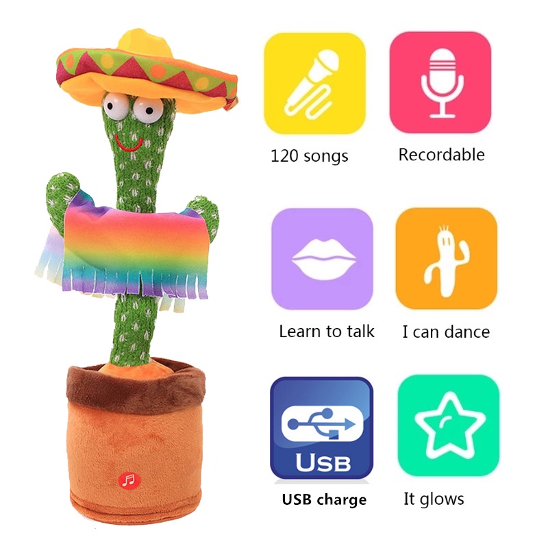 Mainan Anak Laki-Laki Anak Perempuan Dancing Cactus Toys Boneka Kaktus Joget Boneka Kaktus Goyang Mainan Kaktus Goyang Mainan Boneka Kaktus