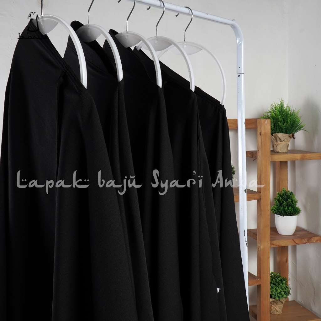 Labasa Jilbab Khimar Anak Syari Pet Hitam Polos &amp; Aneka Warna Ity Crepe | Bisa COD