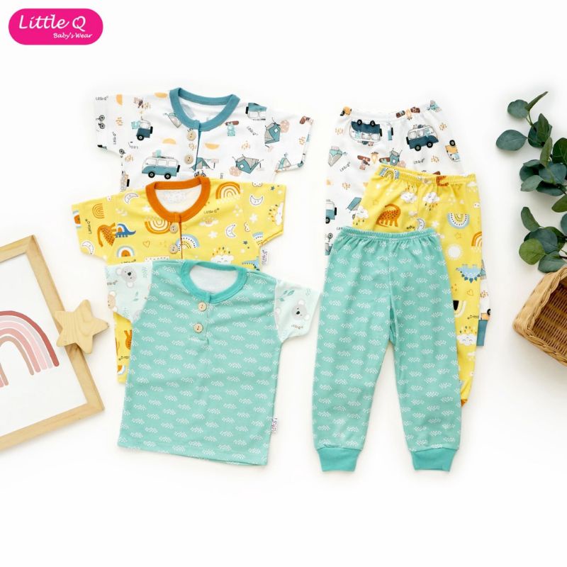 3stl_setelan LITTLE Q CPR MOTIF Dino,koala,carsTERBARU panda series / piyama CPR little q motif / setelan anak little q motif