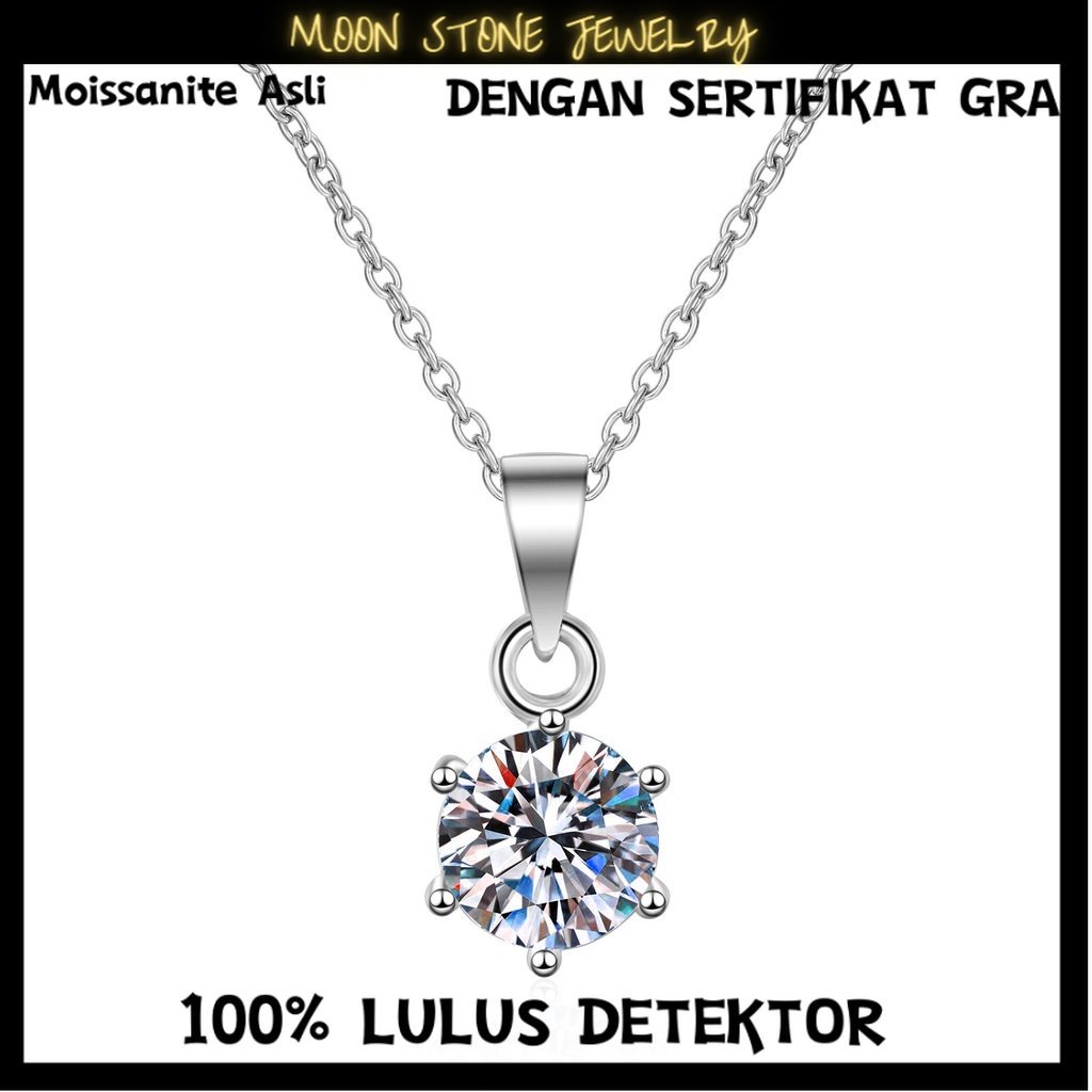 100% asli moissanite, bisa jual kembali toko emas lain⭐ Moon Stone jewelry 1ct/2ct/3ct Klasik Enam C