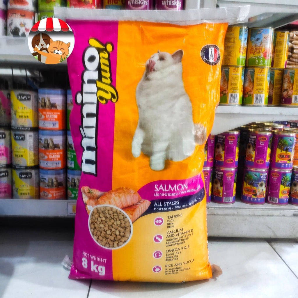 Minino Yum Salmon Repack 400gr Makanan Kucing Kering- Cat Food