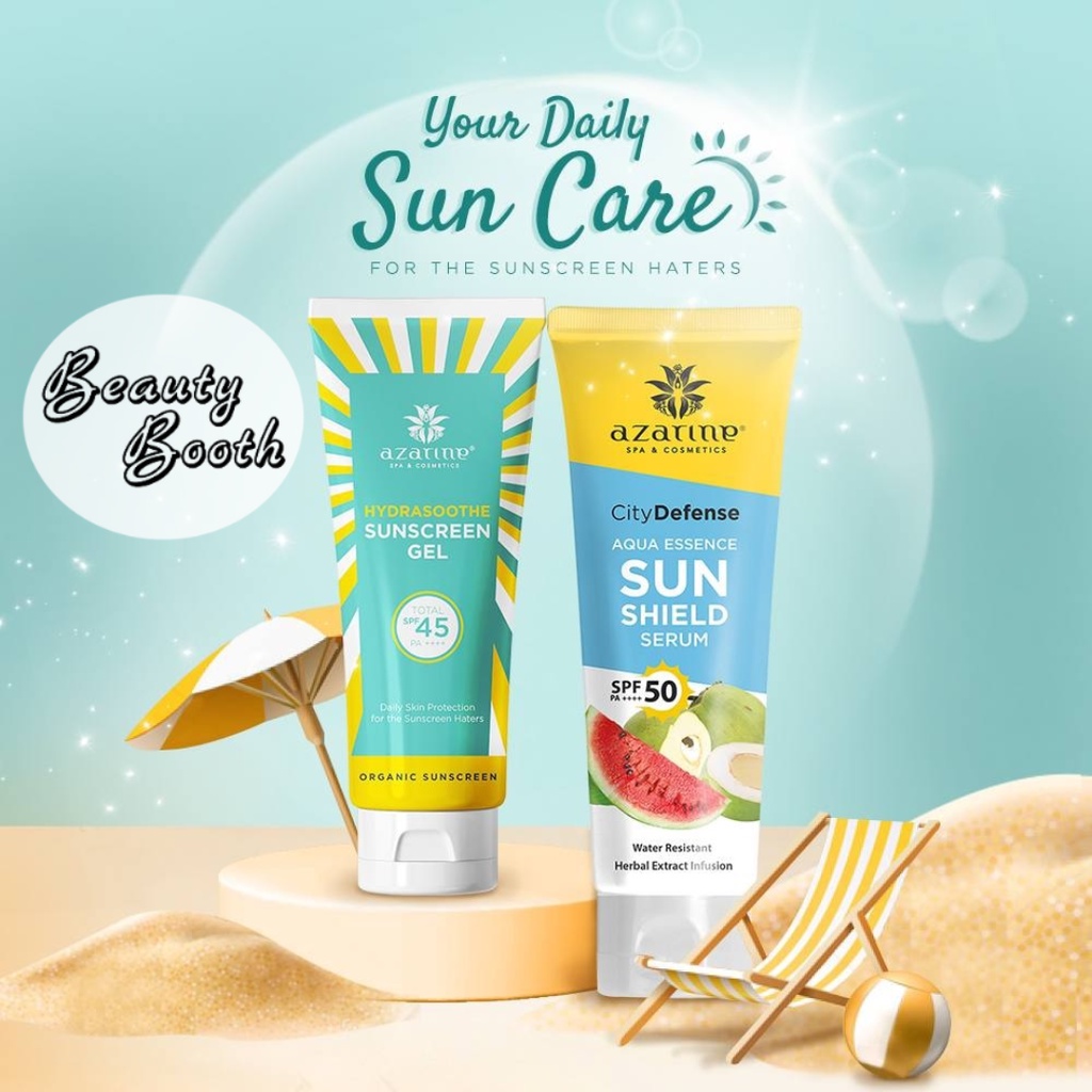 Azarine Hydrasoothe Sunscreen Gel SPF45 PA++++ | Azarin Sun Shield SPF 50 | Mist | Hydramax-C Serum | Tone Up Mineral | Sun Screen Tabir Surya Cream 50 ml Block