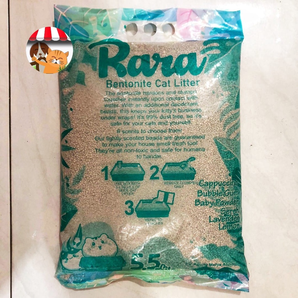 Pasir Gumpal Wangi Pasir Kucing Rara 5,5 Liter Bentonite Cat Litter