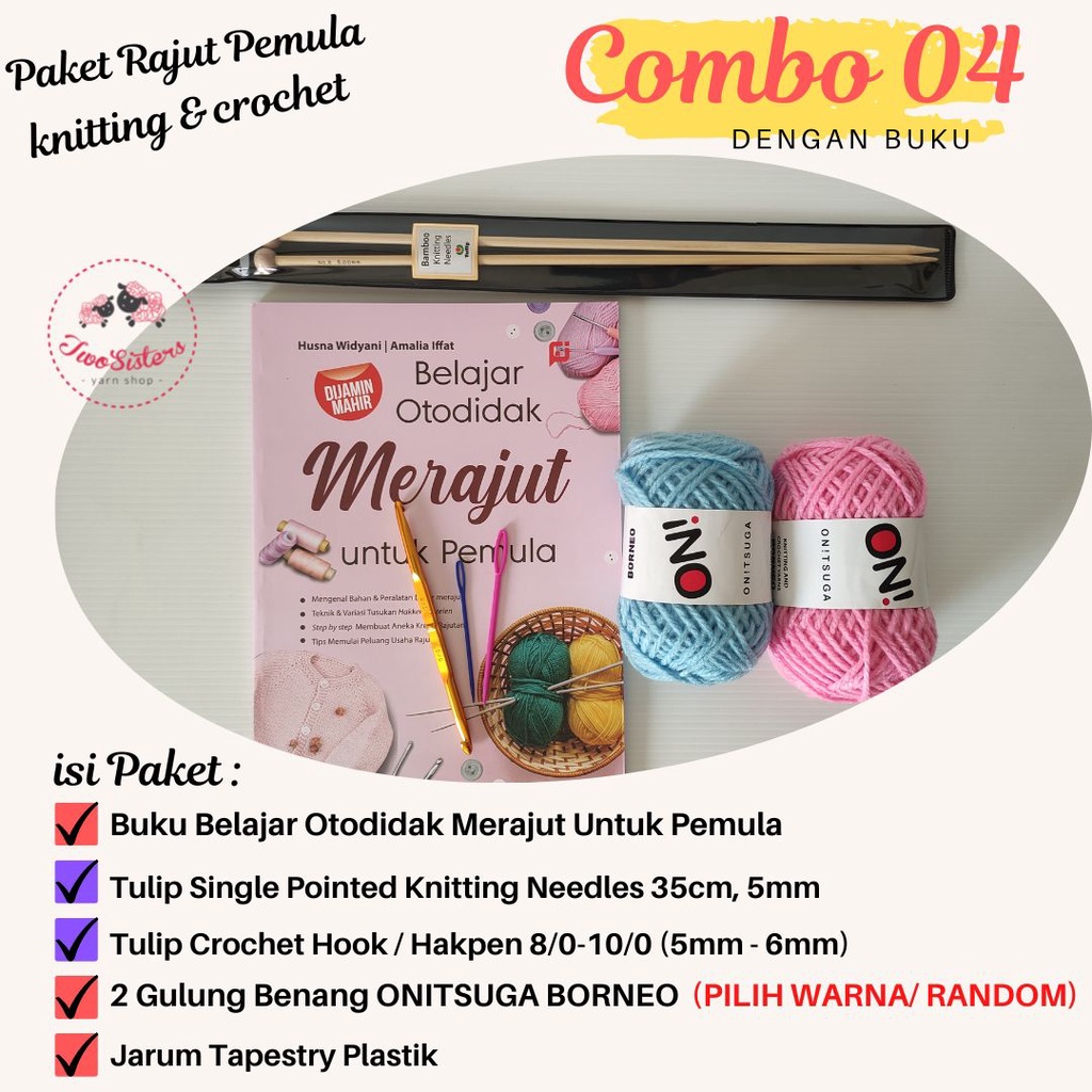 Paket Rajut Pemula/ Merajut Pemula/ Perajut Pemula – Combo Crochet & Knitting 04A