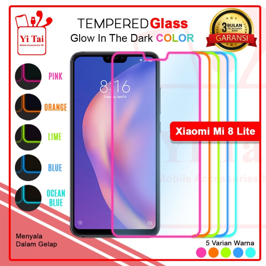 TEMPERED GLASS GLOW IN THE DARK YI TAI XIAOMI MI 8 LITE - GA