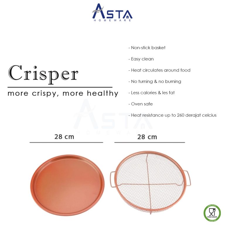 DM - Asta Crisper Round Panggangan BBQ Oven dan Tirisan Gorengan - Rose Gold Bulat