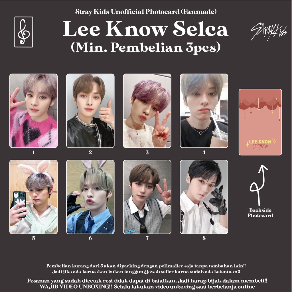 [SELCA SKZ LEE KNOW] PHOTOCARD STRAYKIDS SELCA BOYFRIEND MATERIAL DECO FANMADE