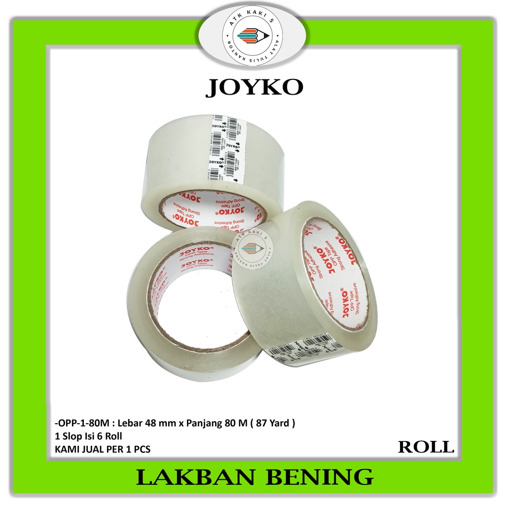 

JOYKO - Lakban - Opp Tape Bening & Coklat 2 Inch x 80 Meter 48mm x 80m - ROLL