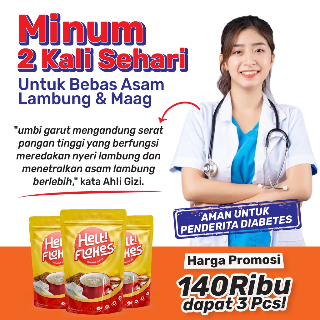 

140Ribu dapat 3 Pack HELTIFLAKES Sereal Umbi Garut Solusi Maag, Asam Lambung & Gerd Bisa Untuk Diet dan Aman Untuk Diabetes ASLI 100%ORI dari Bahan Alami - Langsung Pabrik