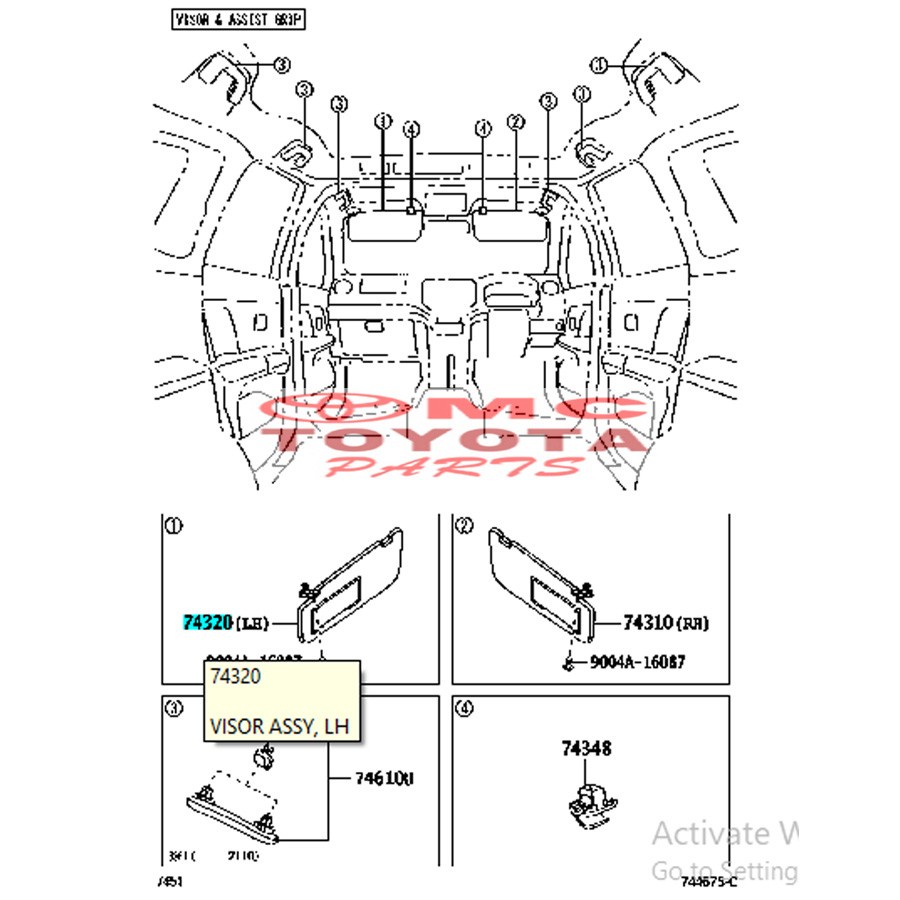 Sun Visor Tahanan Cahaya Kiri Toyota Rush Terios New 74320-BZ670-B0