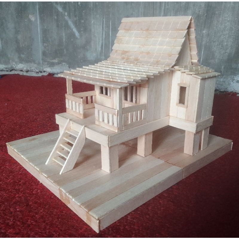 miniatur stik es krim rumah adat Banjar Kalimantan