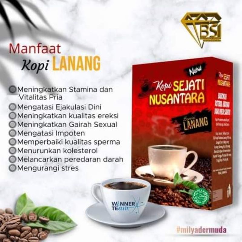 Kopi Sejati Lanang Nusantara Pembantu meningkatkan imunitas tubuh, dsb. 1 box Isi 15 sachet Original