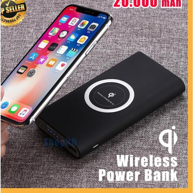Powerbank Qi Wireless Charging 20000mah Power Bank 20000 mah Fast - Putih