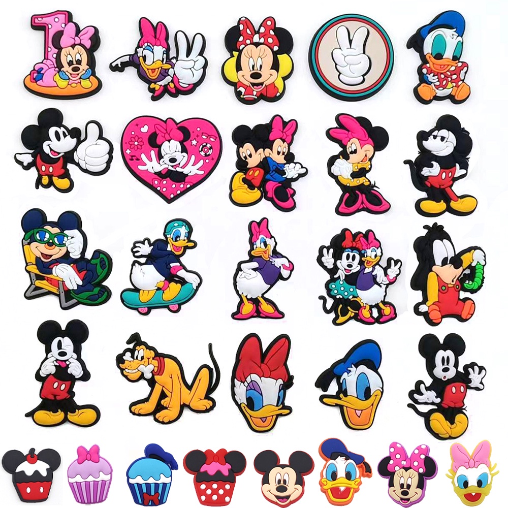 Charms Pin Jibbitz Crocs Bentuk Kartun Mickey Donald Duck Untuk Aksesoris Dekorasi Sandal