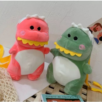 Tas Selempang Boneka Dino import Lucu Imut Tas Bahu Bentuk Dinosaurus Korea Kekinian