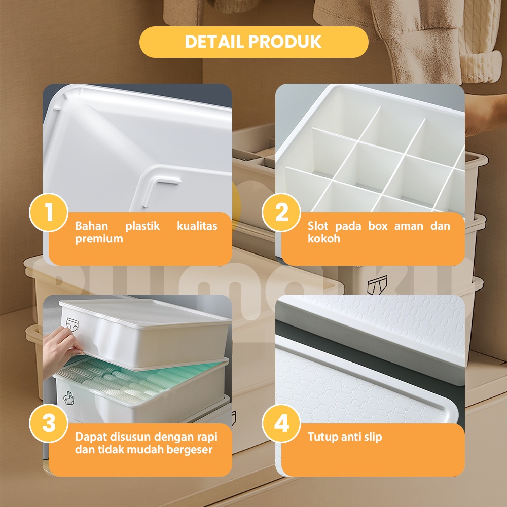 Rumaku Kotak Penyimpanan Pakaian Dalam Kaos Kaki Underwear Storage Box Tempat Penyimpanan Celana Dalam BH Serbaguna