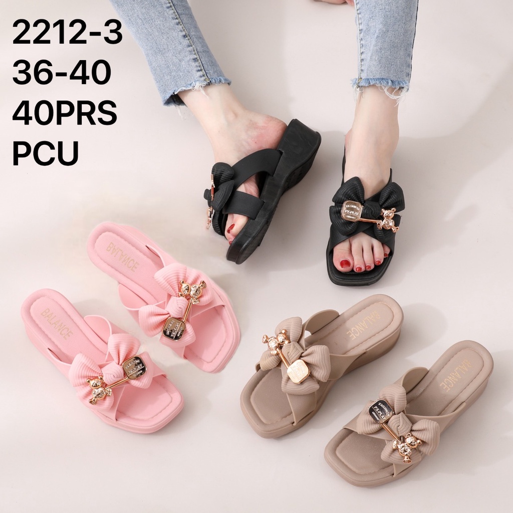 Sandal Wanita Wedges Motif Cross Silang Bahan Karet PVC Balance 2212