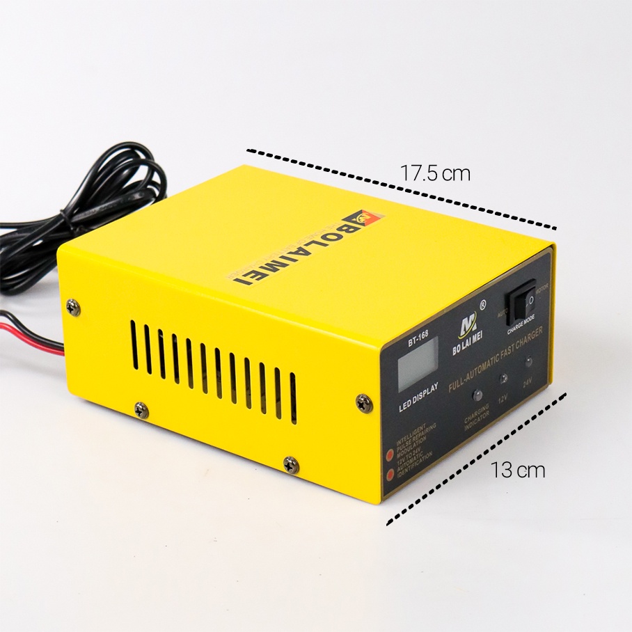 BOLAIMEI Charger Aki Mobil Motor Pintar Lead Acid 12V/24V 200AH - BT-168 - Yellow