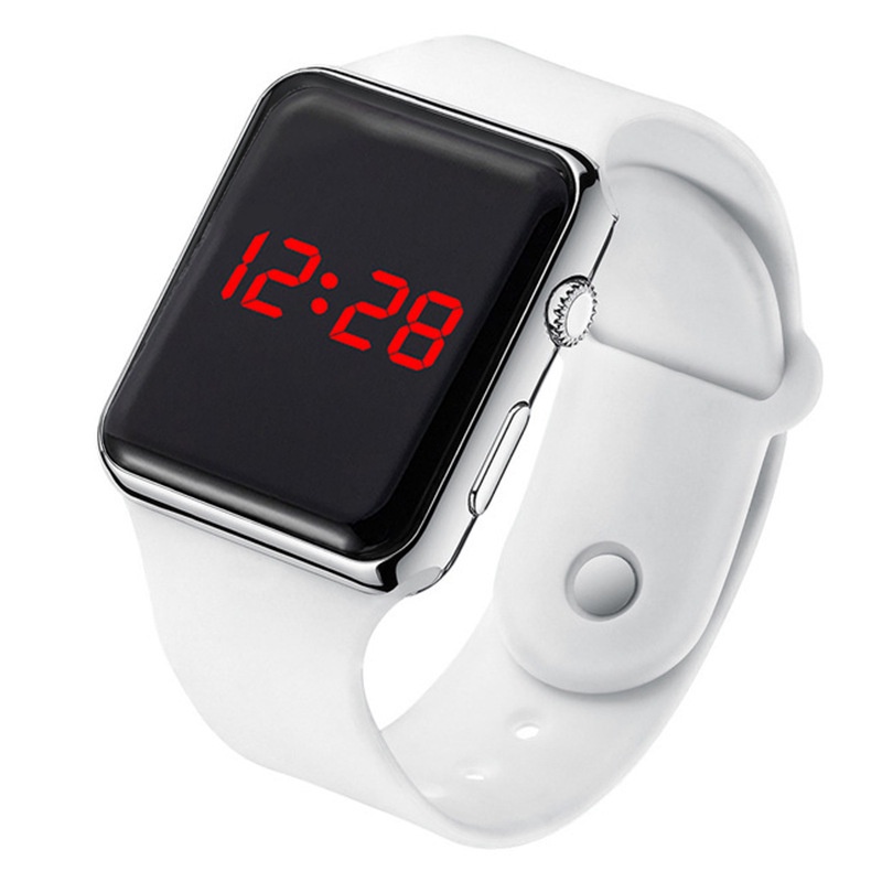 【KOK】✅COD Jam Tangan Couple Tahan Air Cerdas LED Watch Elektronik  Jam tangan LED mewah anti air untuk pelajar 1 PC-Putih-Perak