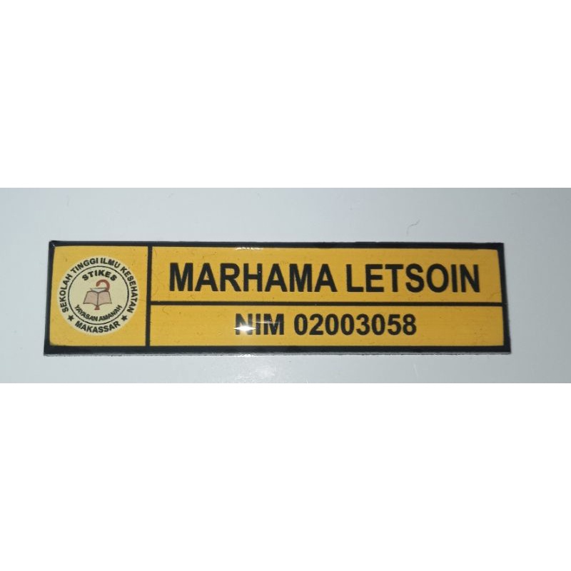 

nametag dada/name tag perusahaan, name tag kantor, name tag kampus, name tag sekolah