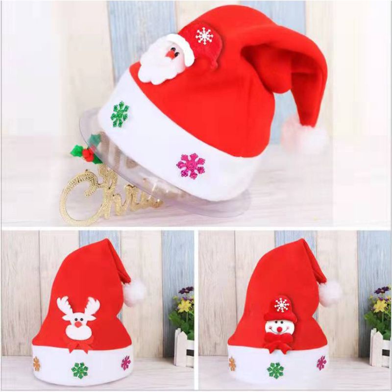 Topi Natal Sinterklas Rusa Salju LED Dewasa Dan Anak