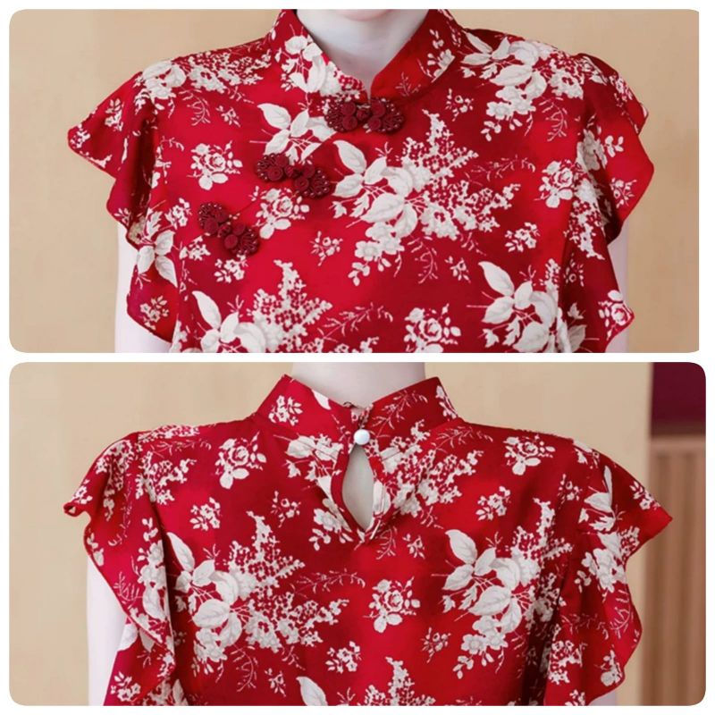 MDLV ~  0281# Baju CNY Plumera Cheongsam Top Imlek Sincia Import