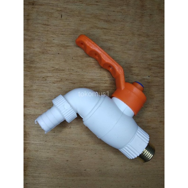 Keran Air Tembok Taman 1/2 Inch PVC Kran Plastik Jumbo 1/2&quot; Engkol Drat Kuningan