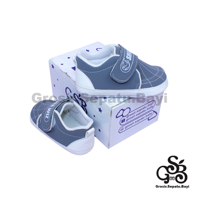 Sepatu Bayi - Baby Shoes - Prewalker  | 2-12 bulan | casual SPIDER Abu polos ringan &amp; fleksibel