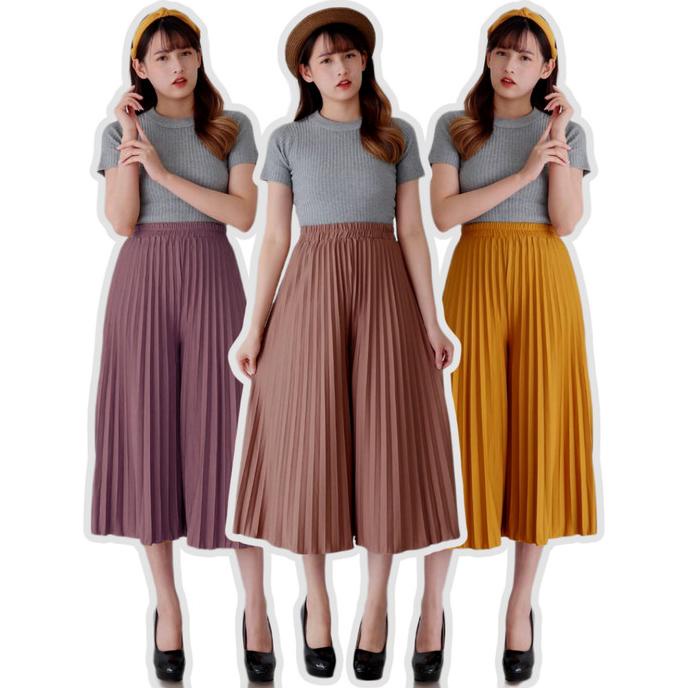 CELANA KULOT PANJANG CELANA PLISKET PANJANG WANITA BAHAN PREMIUM 7/8