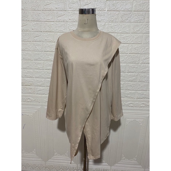 	 CANTIK NADA TOP KAOS COMBED 30S OVERSIZED ASYMMETRICAL COMFY DAILY ATASAN MANTUL	