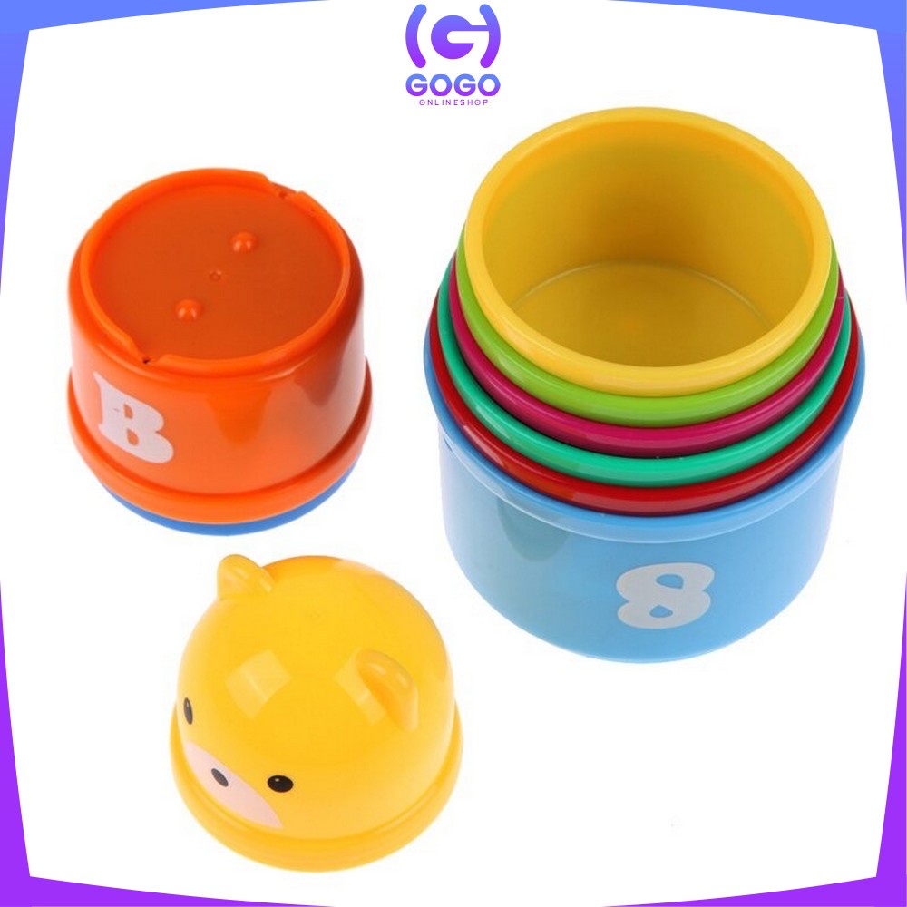 GOGO-M21 Mainan Anak Stacking Cup / Mainan Susun Gelas 9PCS Mainan Edukasi Bayi Angka Dan Alfabet