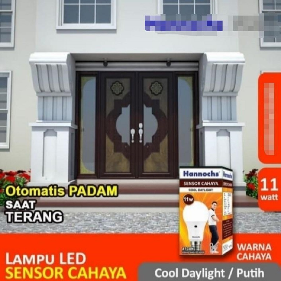 Bohlam Bola Lampu Led Hannoch Hannochs Sensor Cahaya Gelap 6W 9W 11W 6 Watt 9 Watt 11 Watt