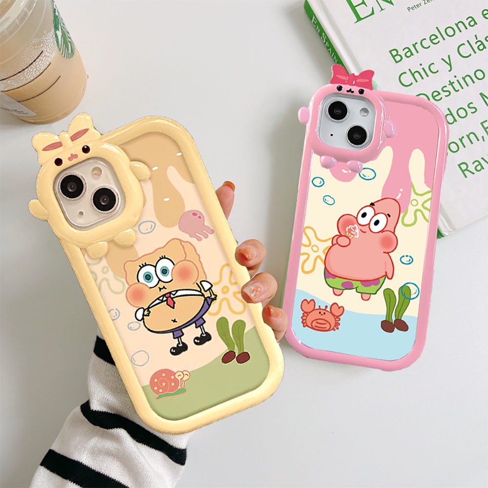 Realme 10 C55 C33 C35 C31 C30 C21Y C25Y 9i 6i 5s 5i 7i C15 C25 C25 C11 C20 C3 C2 C1 Narzo 50A Case Pelindung Lensa Monster Kecil Lucu Kartun Spongebob TPU Soft Cover RIXUAN