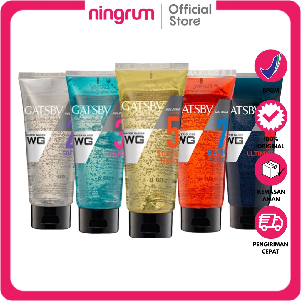 Ningrum - Gatsby Water Gloss HARD 100gr / Pomade / Minyak Rambut Pria 100% Original Tube - 9008