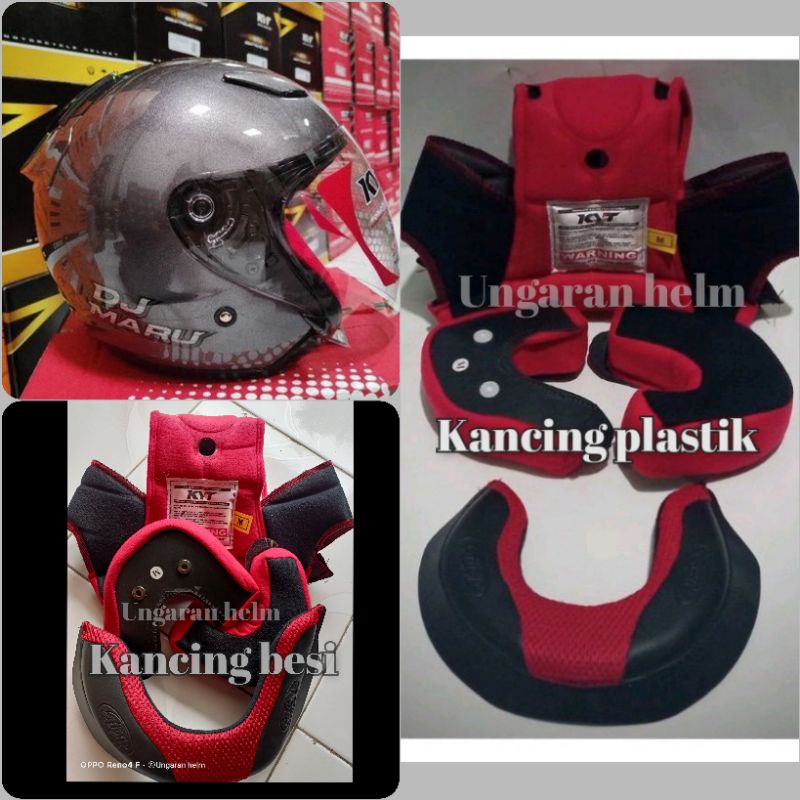 Busa Helm KYT DJ Maru Original Kancing Besi dan Kancing plastik Ori