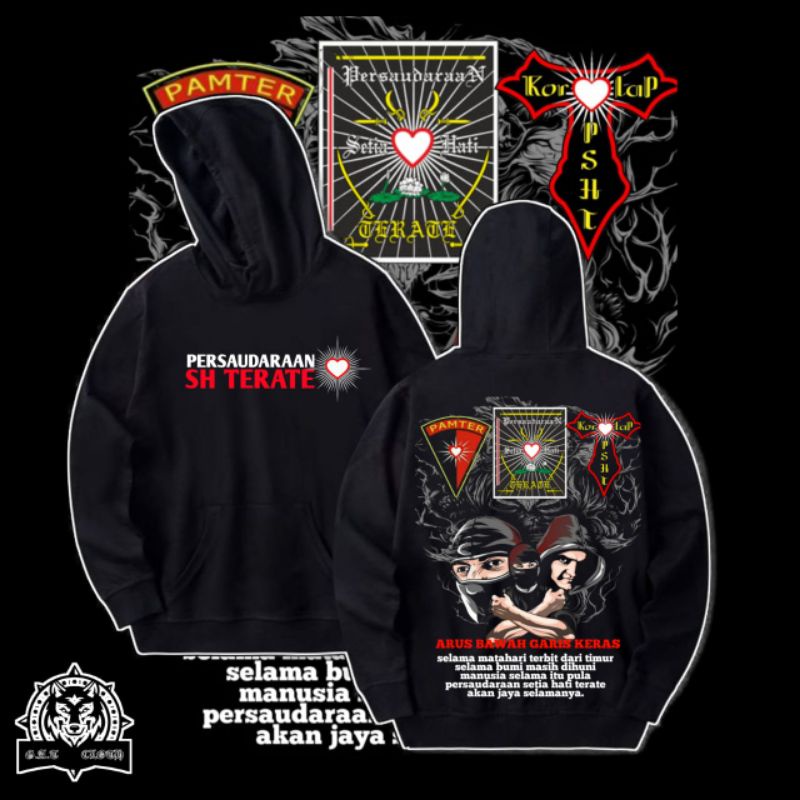 HOODIE PSHT PERSAUDARAAN SH TERATE ARUS BAWAH GARIS KERAS SABLON DTF TERBAIK DESAIN TERBARU BAHAN PR