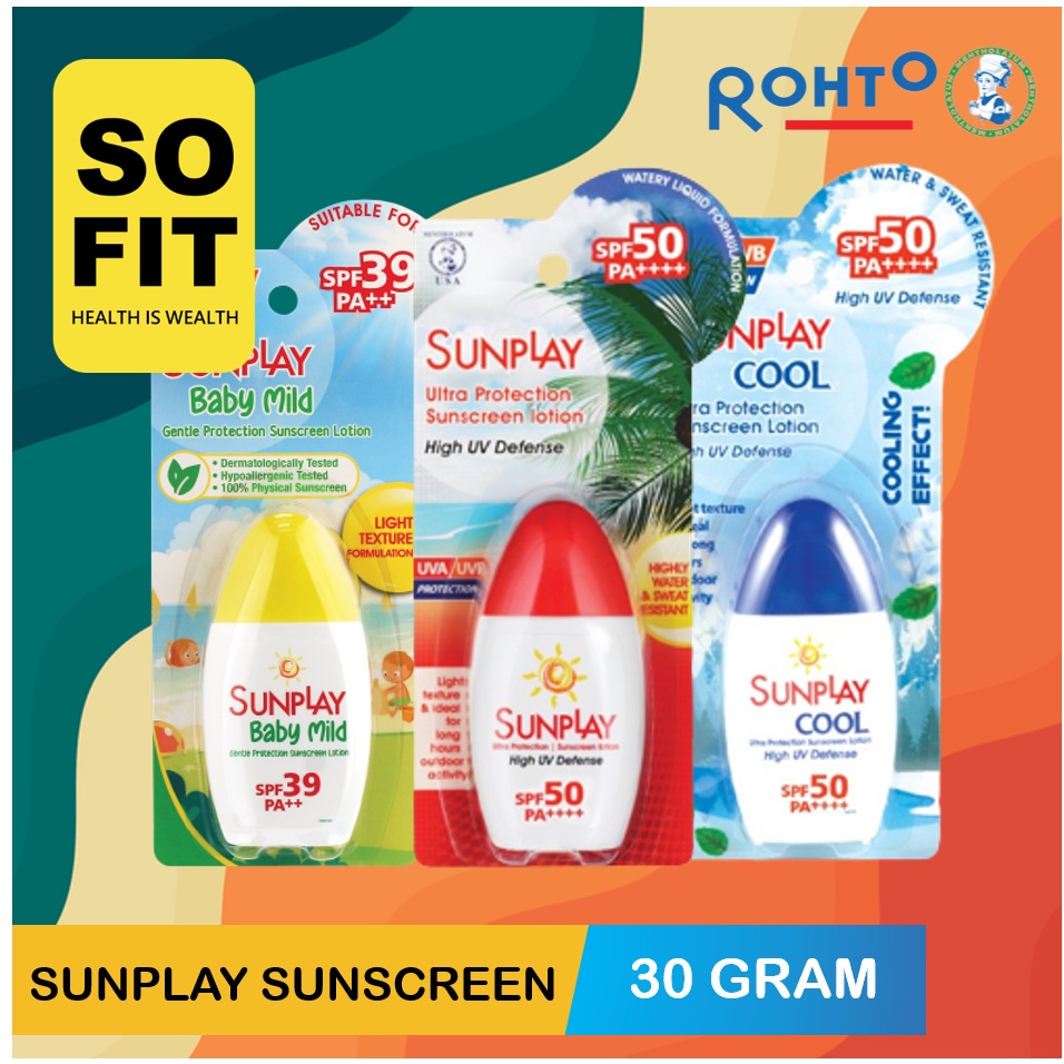 Sunplay Sun Play Ultra Protection Sunscreen Lotion SPF 50+ PA++++ 30gr Cool SPF 50 PA++++ Baby Mild SPF 39 PA++