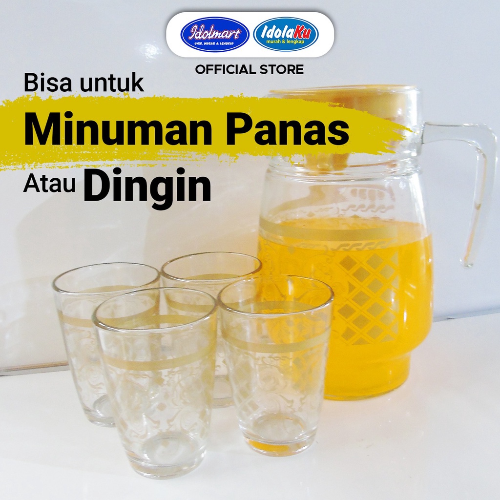 IDOLAKU Teko Set Kaca Kimglass Istanbul 1 Pitcher 4 Gelas