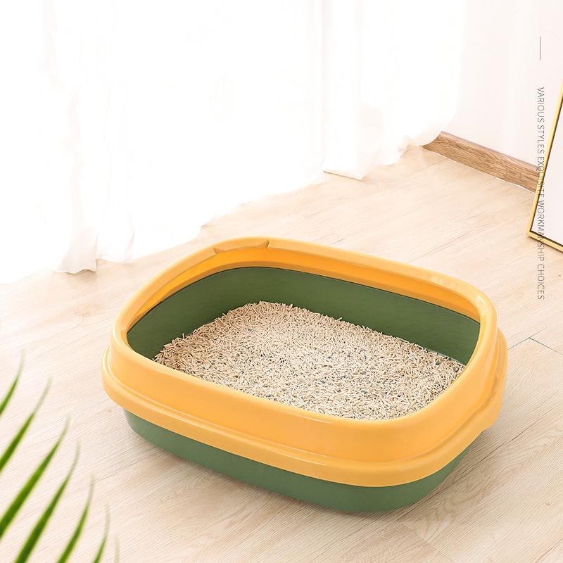 Cat Litter Box Pasir Pinggir Datar Dengan Edition Warna Kekinian